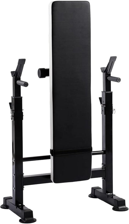 BalanceFrom Steel Weight Bench w/ Squat Rack in Multiple Colors, 400 lb User Capacity - Foldable Home Gym Equipment for Range of Workouts w/ 6-Position Barbell Holder & Adjustable Seat and Recliner