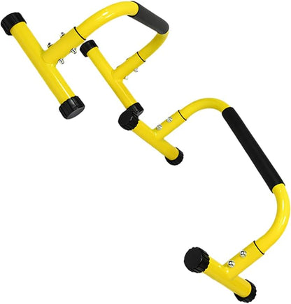 2 Pieces Robust Steel Fitness Stands with Thick Foam Grips Ideal for Arm and Chest Training Yellow Workout Stand Pair