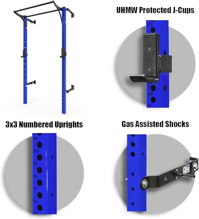 PRx Performance Profile® PRO Squat Rack 3x3 with Kipping or Multi-Grip Pull Up Bar, 89" or 95" Uprights As Seen On Shark Tank Wall Mounted Home Garage Gym Exercise System