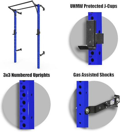 PRx Performance Profile® PRO Squat Rack 3x3 with Kipping or Multi-Grip Pull Up Bar, 89" or 95" Uprights As Seen On Shark Tank Wall Mounted Home Garage Gym Exercise System