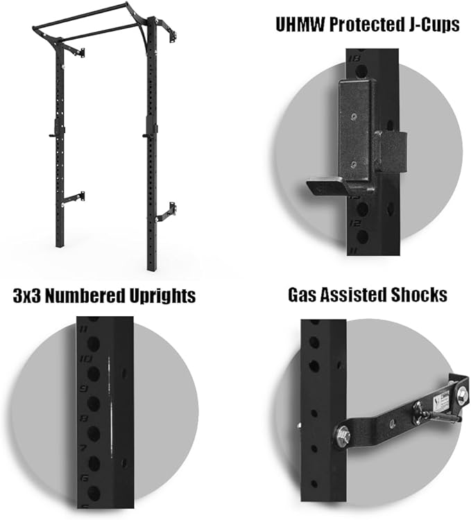 PRx Performance Profile® PRO Squat Rack 3x3 with Kipping or Multi-Grip Pull Up Bar, 89" or 95" Uprights As Seen On Shark Tank Wall Mounted Home Garage Gym Exercise System