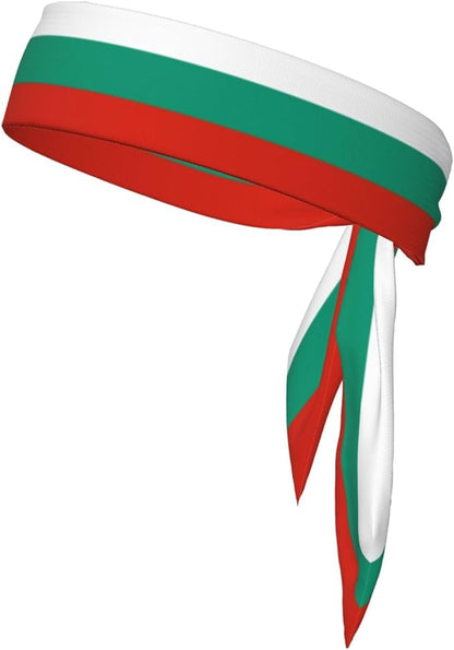 Bulgarian Flag Unisex sports headband, sweat-absorbent tie-on headband, suitable for fitness, sports, running, cycling, hiking, yoga.