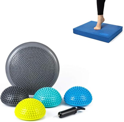 StrongTek Balance Trainer Set – Foam Stability Pad + Hedgehog Balance Pods for Rehab, Core, and Agility Workouts