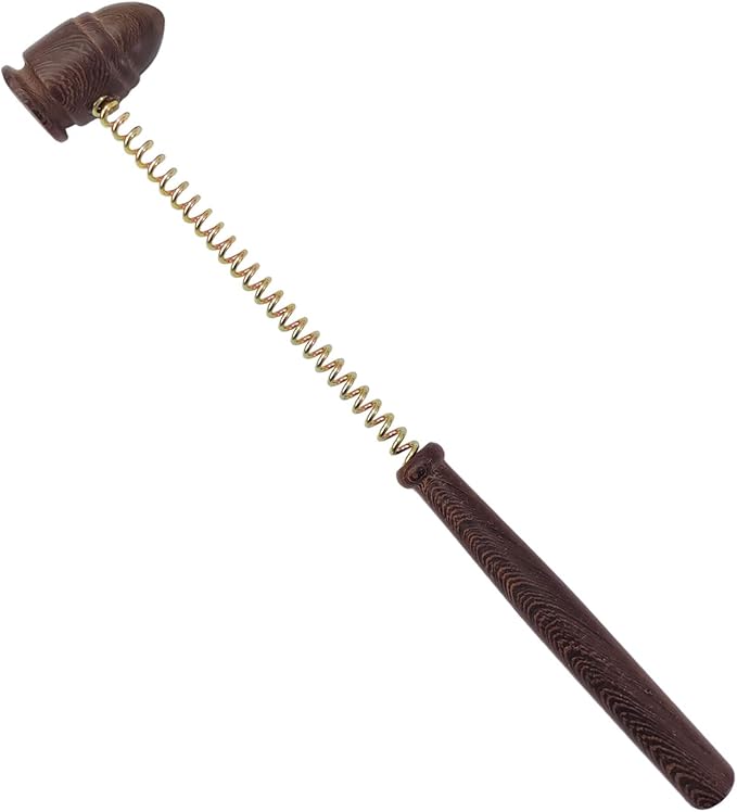 Wooden Spring Massage Hammer,Long Size Manual Lymphatic Drainage Massage Hammer,Wood Therapy Body Massager,Brown,15.5 Inches,1 Piece