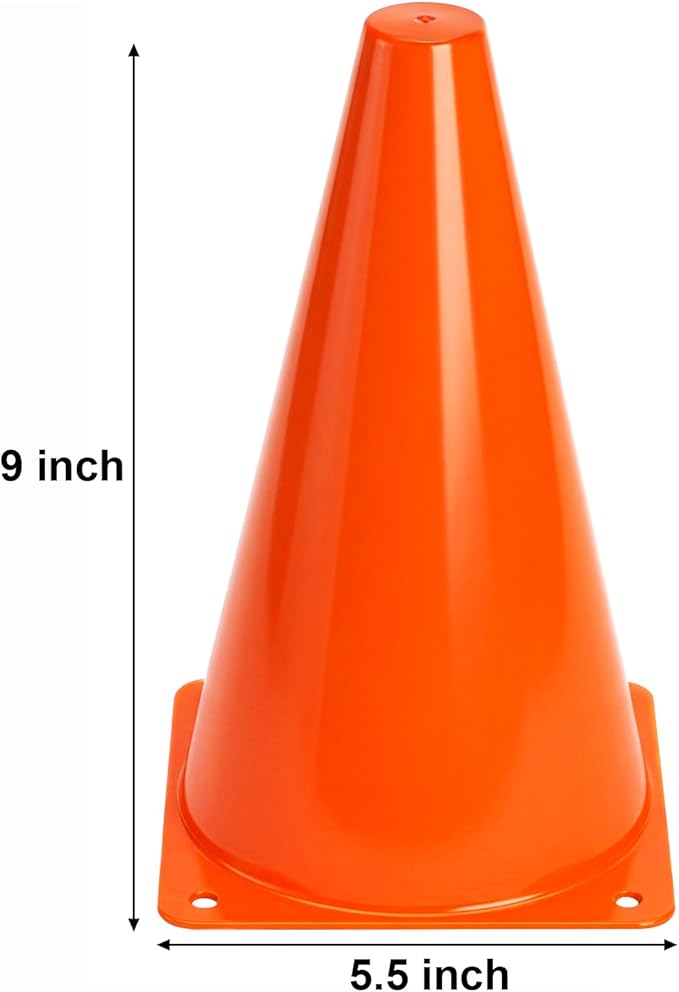 Bekith 30 Pack 9 inch Plastic Traffic Cones, Orange Soccer Traning Cones Plastic Agility Sports Cones, Indoor/Outdoor Use
