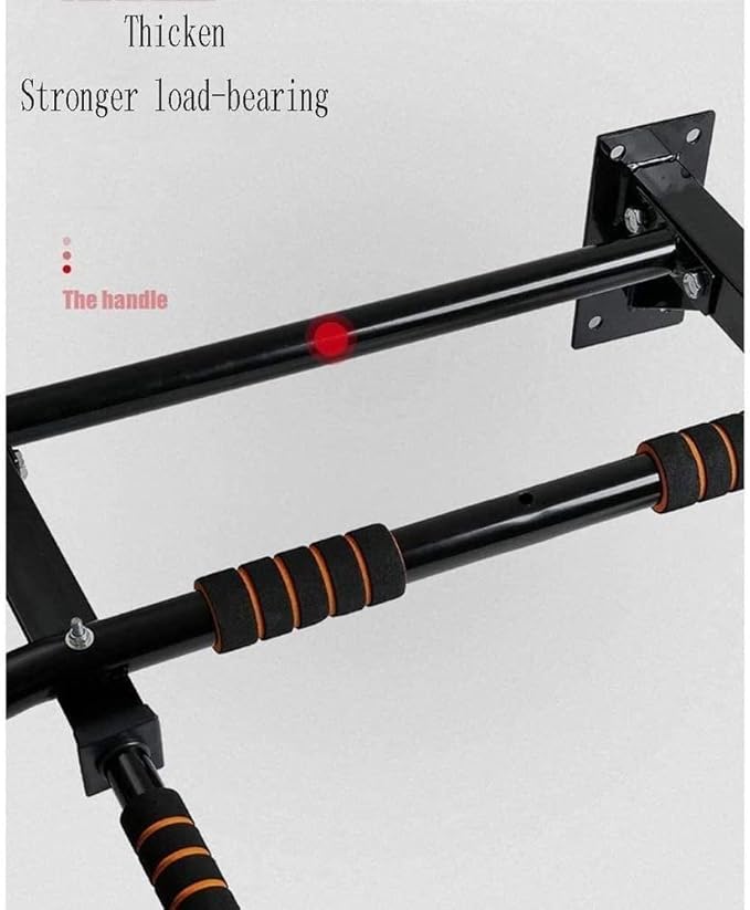 Wall-Mounted Pull-Up Bar for Home Gym - Non-Slip Muscle Strength Training Equipment with Sandbags Hanger for Indoor Power Workouts,Black
