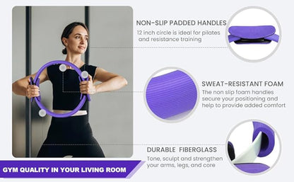 at Home Pilates Kit 13 pcs, Pilates Equipment for Home Workouts, Pilate Accessories Set with 9.8” Ball, 12” Magic Circle Yoga Rings, Resistance Bands, Pilates Essentials Kit for Women Gift