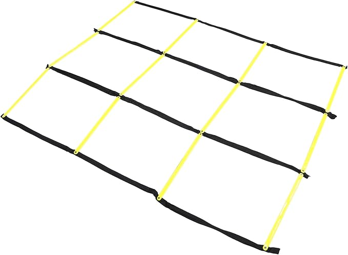 Agility Ladder for Football and Soccer Training, Nine-Square Portable Rope Ladder, Speed and Footwork Exercise Equipment for Athletic Coordination and Agility Workouts
