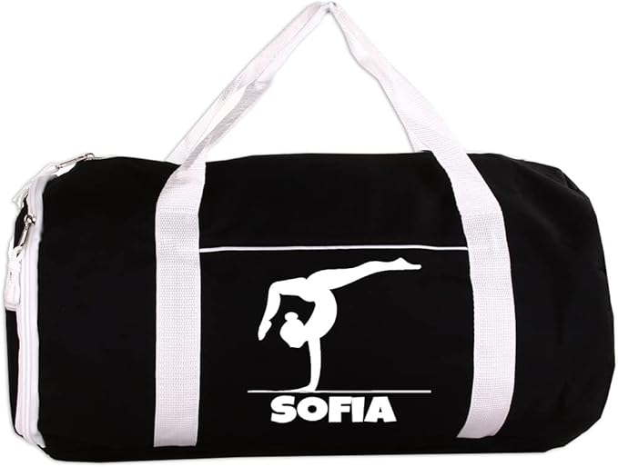 Personalized Sport/Gym Roll Duffel Bag - Gymnastics Black 18"