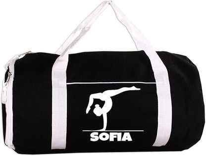 Personalized Sport/Gym Roll Duffel Bag - Gymnastics Black 18"