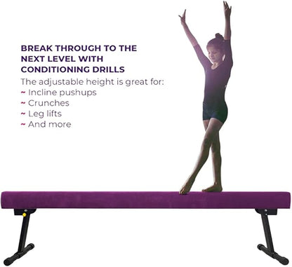 6ft Ultrasimple Adjustable&Foldable Balance Beam,High-Low Floor Beam Suede Gymnastics Equipment,No Tool Require, Gymnastics Beam for Training&Professional HomeTraining