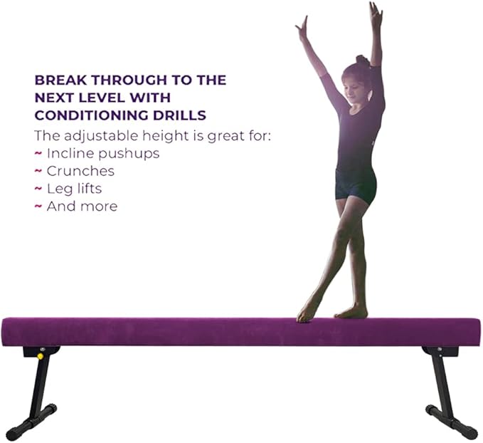 6ft Ultrasimple Adjustable&Foldable Balance Beam,High-Low Floor Beam Suede Gymnastics Equipment,No Tool Require, Gymnastics Beam for Training&Professional HomeTraining