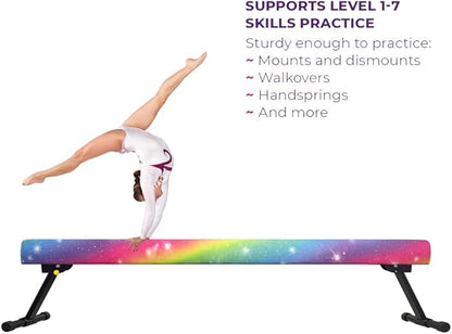 6ft Ultrasimple Adjustable&Foldable Balance Beam,High-Low Floor Beam Suede Gymnastics Equipment,No Tool Require, Gymnastics Beam for Training&Professional HomeTraining