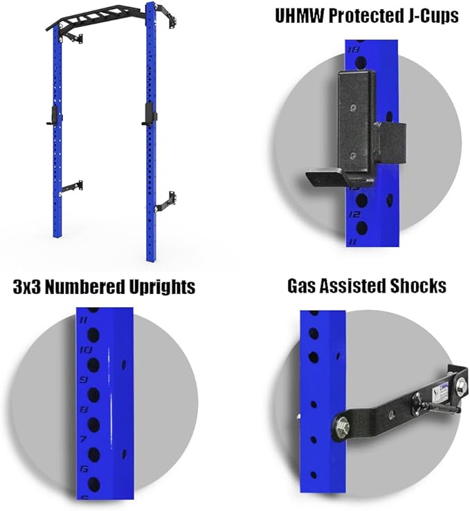 PRx Performance Profile® PRO Squat Rack 3x3 with Kipping or Multi-Grip Pull Up Bar, 89" or 95" Uprights As Seen On Shark Tank Wall Mounted Home Garage Gym Exercise System