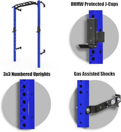 PRx Performance Profile® PRO Squat Rack 3x3 with Kipping or Multi-Grip Pull Up Bar, 89" or 95" Uprights As Seen On Shark Tank Wall Mounted Home Garage Gym Exercise System