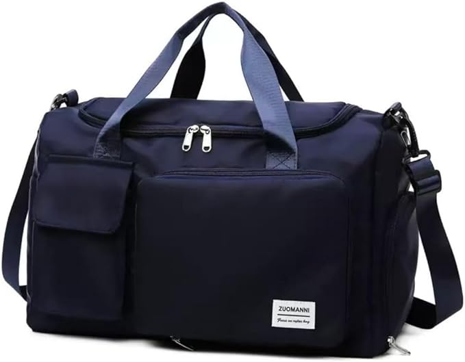 New men's and women's splash proof sports hand travel fitness shopping weekend camping overnight bags. (Navy blue)