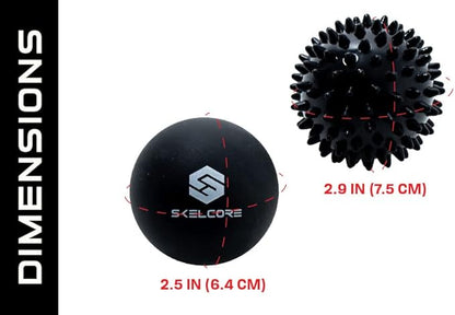 Skelcore 2-Piece Therapy Massage Ball Set - Lacrosse & Trigger Point Balls for Back Pain Relief, Foot Massager, Physical Therapy, Plantar Fasciitis, Deep Tissue Myofascial Release, Exercise & Yoga