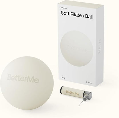 BetterMe Soft Pilates Ball – 8 Inch Mini Exercise Ball for Pilates, Yoga & Core Training – Small Stability Ball for Women – Portable Workout Tool