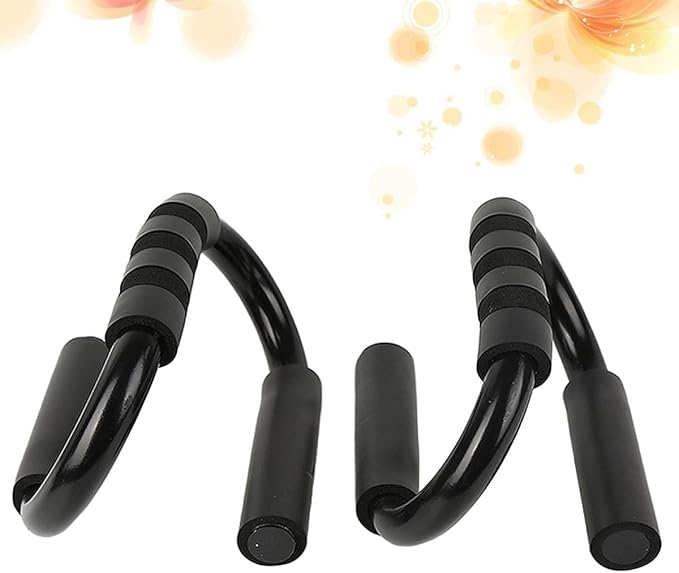 PRETYZOOM S-shaped Push up Rack with Black Handles, Pair of Fitness Push-up Stands for Chest and Core Training, Sturdy Steel Push-up Bars for Home Workout and Strength Training Equipment