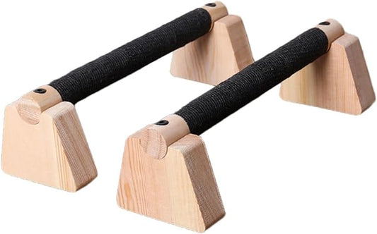 2Pcs Wood Push Up Bars for Adults, Non-Slip Base Parallettes for Strength Training, Planks, Calisthenics, Home Workout Equipment- 25CM