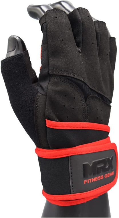 MRX Weightlifting Gloves for Men Workout Gloves Mens Wrist Support Lifting Gloves Male Gym Gloves | Workout Gym Accessories for Men Weight Lifting Fingerless Gym Exercise for Powerlifting