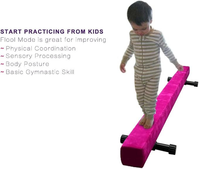 6ft Ultrasimple Adjustable&Foldable Balance Beam,High-Low Floor Beam Suede Gymnastics Equipment,No Tool Require, Gymnastics Beam for Training&Professional HomeTraining