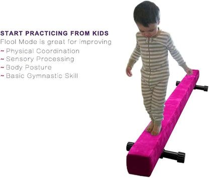 GLANT 8ft Ultrasimple Adjustable&Foldable Balance Beam,High-Low Floor Beam Suede Gymnastics Equipment,No Tool Require, Gymnastics Beam for Training&Professional HomeTraining