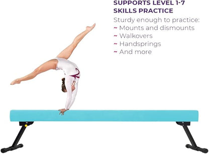 6ft Ultrasimple Adjustable&Foldable Balance Beam,High-Low Floor Beam Suede Gymnastics Equipment,No Tool Require, Gymnastics Beam for Training&Professional HomeTraining