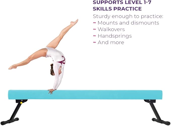 GLANT 8ft Ultrasimple Adjustable&Foldable Balance Beam,High-Low Floor Beam Suede Gymnastics Equipment,No Tool Require, Gymnastics Beam for Training&Professional HomeTraining