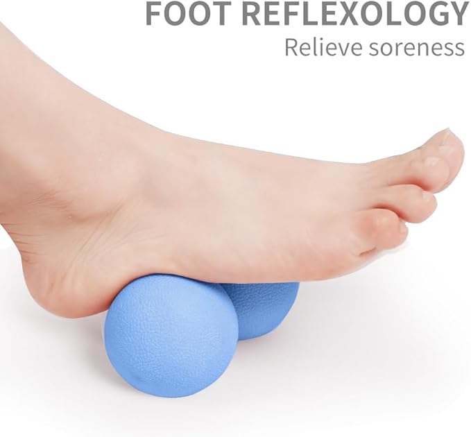 Double Lacrosse & Micro-Elastic Peanut Massage Ball - Myofascial Release Tool for Muscle, Back, Foot, and Physical Therapy, Mobility Roller for Acupressure and Relaxation (Blue)