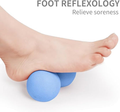 Double Lacrosse & Micro-Elastic Peanut Massage Ball - Myofascial Release Tool for Muscle, Back, Foot, and Physical Therapy, Mobility Roller for Acupressure and Relaxation (Blue)