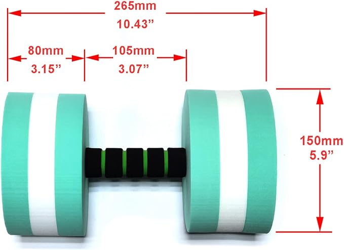 davidamy's gift Upgrade Water Aerobic Exercise Foam Dumbbells Pool Resistance 1 Pair, Water Fitness Exercises Equipment for Weight Loss