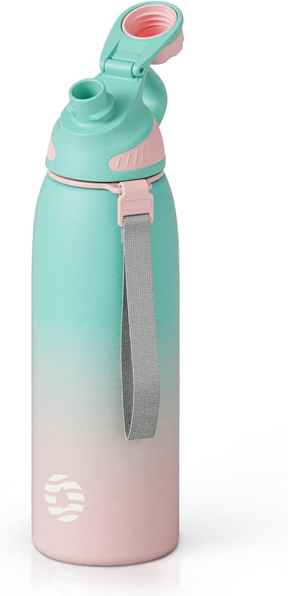 Fjbottle Insulated Stainless Steel Water Bottle, 32 Oz Leakproof Water Bottles, Ice Reusable Tumbler, Double Wall Vacuum Jug, Lightweight Durable for Traveling & Sports, Workout, 32oz