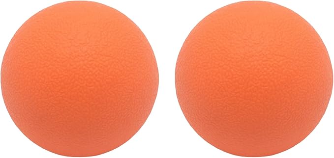 Small Hard Massage Ball 2 Pack. Lacrosse Ball Size Fascia Balls for Trigger Point Deep Tissue Myofascial Release Muscle Relax Plantar Fasciitis Relief Physiotherapy Yoga Pilates (Orange)