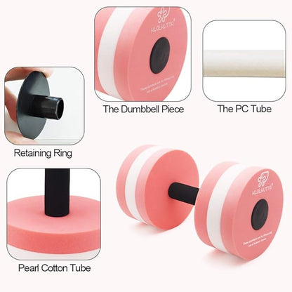 Aquatic Dumbells, 2PCS Water Aerobic Exercise Foam Dumbbell Pool Resistance,Water Aqua Fitness Barbells Hand Bar Exercises Equipment for Weight Loss