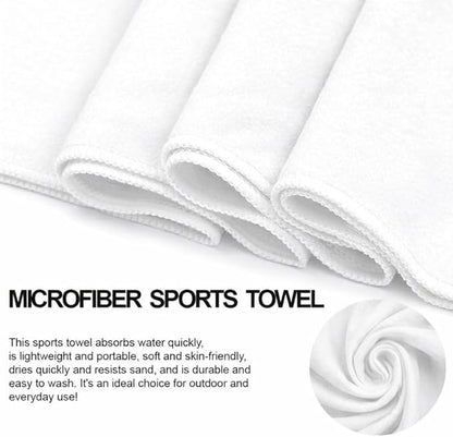 Quick D. Microfiber Gym Towels 16x27 Inch – 5 Pack, Quick Dry, Soft & Absorbent Workout Towels for Gym, Sports, Yoga, Travel & Fitness (White)