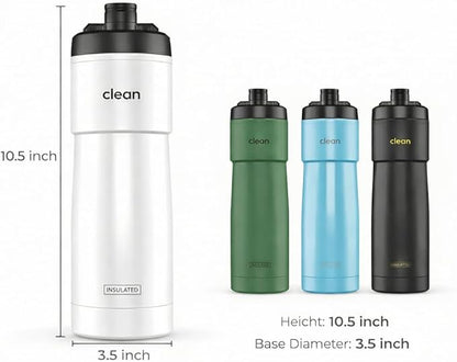 The Clean Hydration Co Insulated Bike Water Bottle 23 oz | Easy Clean Nozzle, Easy Squeeze Sports Bottle | BPA Free Cycling Bottle for Road & Mountain Biking, Gym & Travel | Gloss White