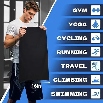 Quick D. Microfiber Gym Towels 16x27 Inch – 5 Pack, Quick Dry, Soft & Absorbent Workout Towels for Gym, Sports & Fitness (Honeycomb Black)