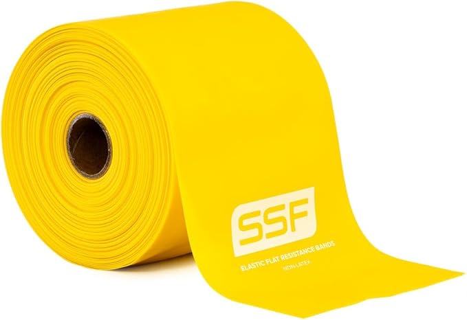 Serious Steel Fitness Flat Resistance Bands for Upper and Lower Body Strength Training and Exercise. (Non-Latex Flat Physical Therapy Exercise Bands - 4" x 25 Yards or 4" x 5 Feet)