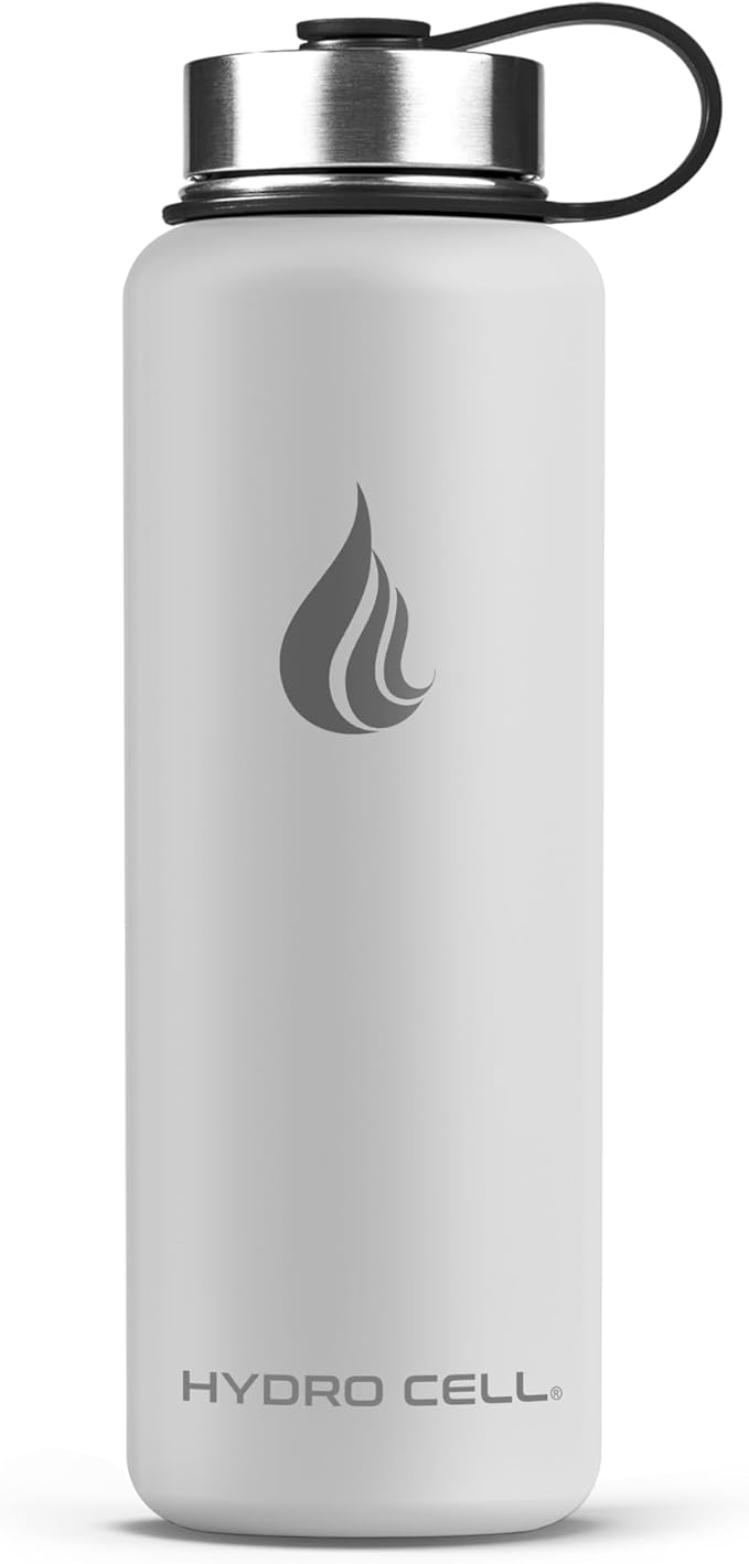 HYDRO CELL Stainless Steel Insulated Water Bottle with Straw - For Cold & Hot Drinks - Metal Vacuum Flask with Screw Cap and Modern Leakproof Sport Thermos for Adults (Frost 40oz)
