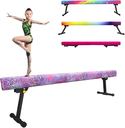 6ft Ultrasimple Adjustable&Foldable Balance Beam,High-Low Floor Beam Suede Gymnastics Equipment,No Tool Require, Gymnastics Beam for Training&Professional HomeTraining