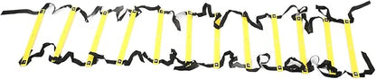 Fixed Agility Ladder for Football Soccer Training, Speed Footwork Ladder with 12 Rungs 6M, Bright Color Non - Slip Rope Ladder for Sports Drills and Group Exercise