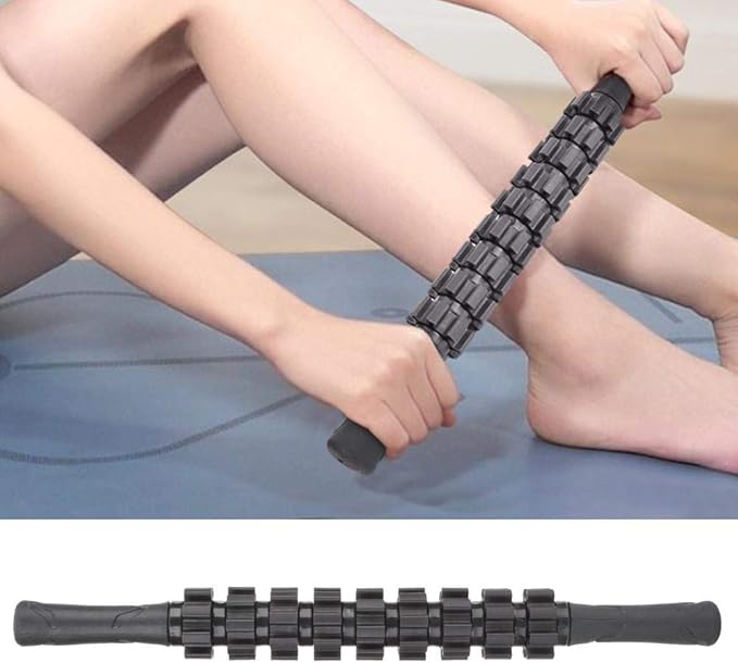 KEENSO 9 Gear Sports Massage Roller Stick Yoga Fitness Muscle Relax,Workout Exercise Equipment,Black,Comfortable to Grip