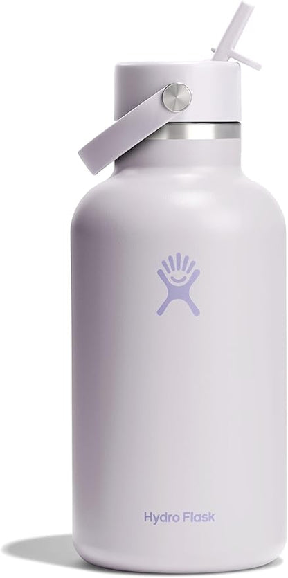 Hydro Flask Water Bottle - Insulated Stainless Steel - Wide Straw Lid, Non Spill, Leakproof in 64 Oz Cloud Pink