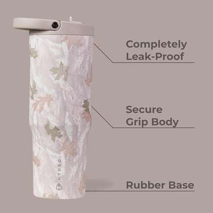 HydroJug Sport - Stainless Steel Tumbler with Straw, Vacuum Insulated, 40oz Leakproof Water Bottle, Ergonomic Design, Reusable, Dishwasher Safe, Rubber Base, Durable for Gym or Outdoors, Camo