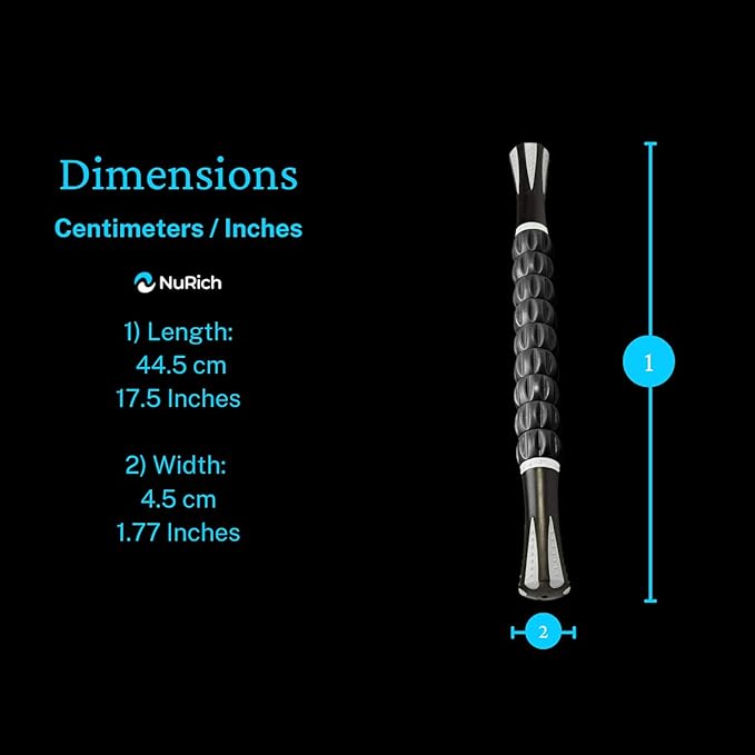 NuRich Muscle Roller and Body Myofascial Trigger Point Release Massage Stick for Athletes, Trainers, or Gyms to Help The Rolling Out of Muscles, Relieving Muscle Pain, Cramping, and Muscle Soreness
