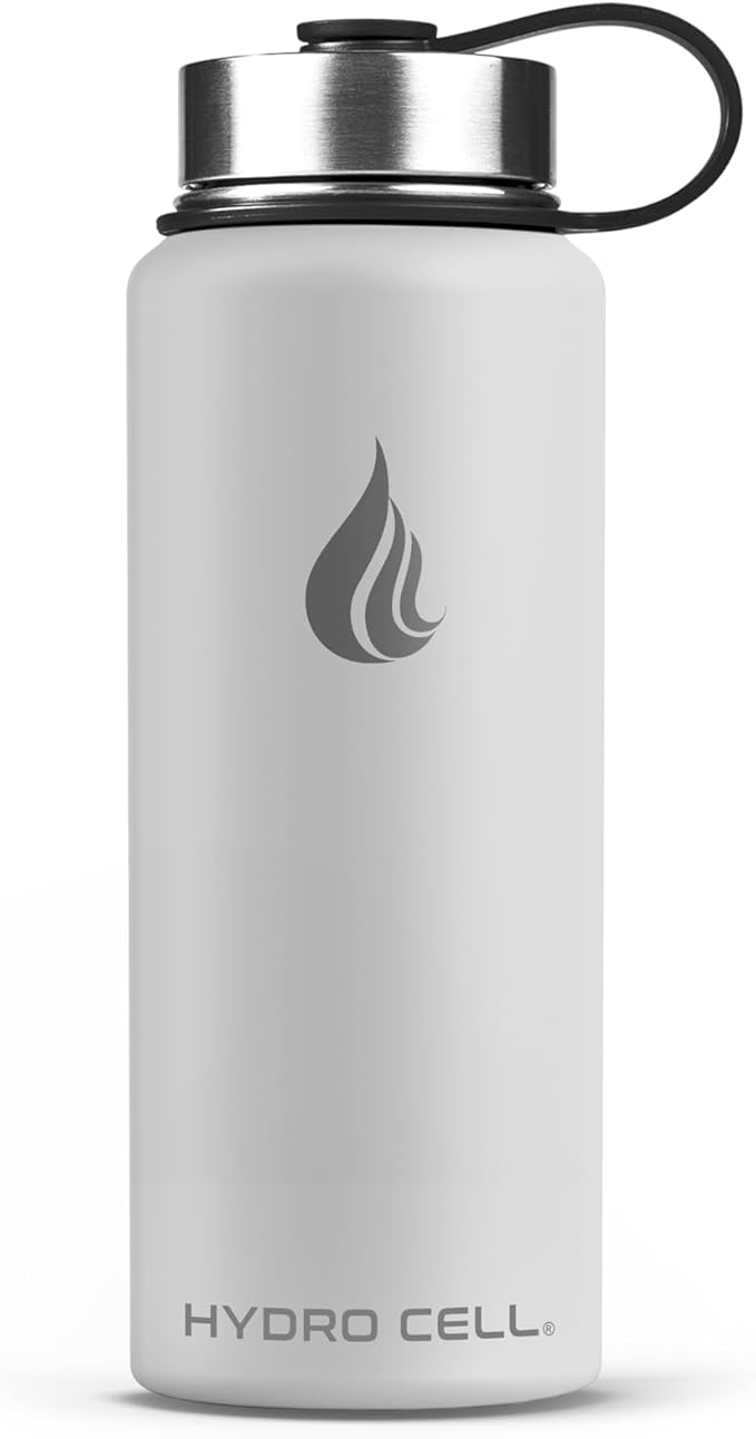 HYDRO CELL Stainless Steel Insulated Water Bottle with Straw - For Cold & Hot Drinks - Metal Vacuum Flask with Screw Cap and Modern Leakproof Sport Thermos for Adults (Frost 18oz)