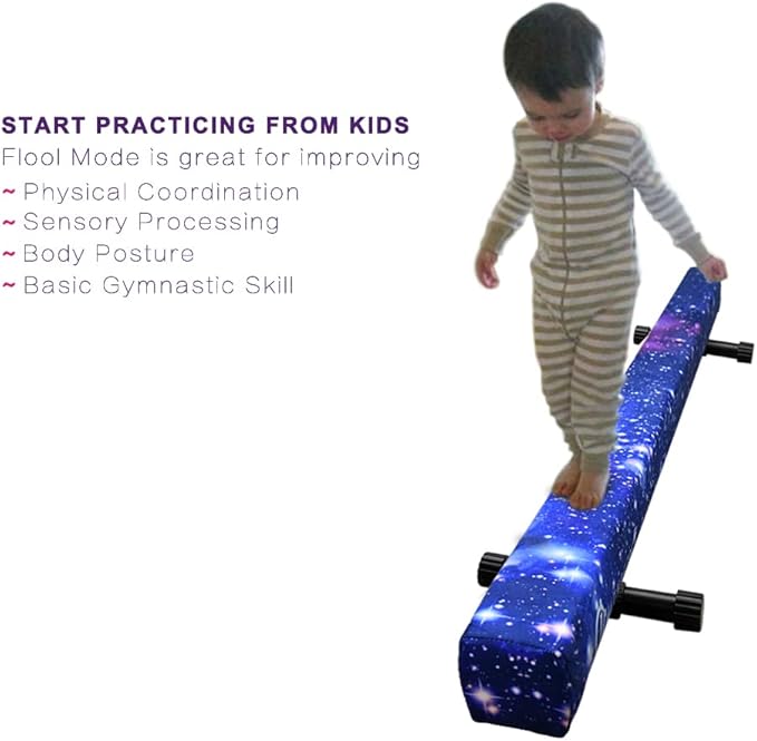 6ft Ultrasimple Adjustable&Foldable Balance Beam,High-Low Floor Beam Suede Gymnastics Equipment,No Tool Require, Gymnastics Beam for Training&Professional HomeTraining