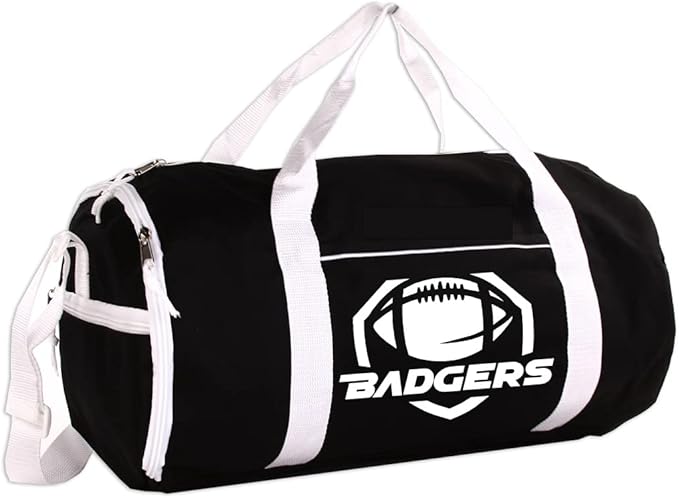 Personalized Sport/Gym Roll Duffel Bag - Football Black 18"
