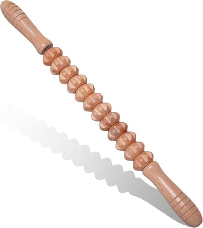 Wooden Muscle Massage Roller Stick for Athletes, Relief Muscle Soreness, Cellulite Massager, Fascia Roller for Physical Therapy
